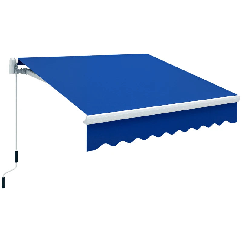 8'x7' Patio Awning Manual Retractable Sun Shade Outdoor Deck Canopy Shelter, Blue