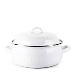 4-Quart White Porcelain-Coated Steel Dutch Oven w/ Lid and Stainless Steel Trim - Free Shipping