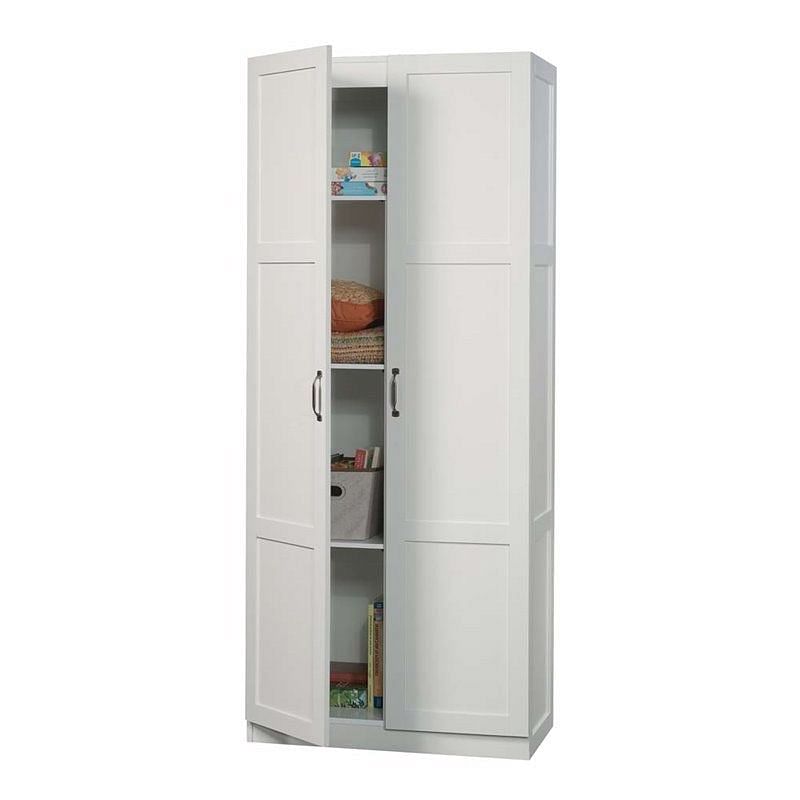 White Wardrobe Storage Cabinet with 4 Shelves and Panel Doors - Free Shipping 