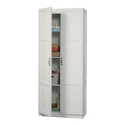 White Wardrobe Storage Cabinet with 4 Shelves and Panel Doors - Free Shipping