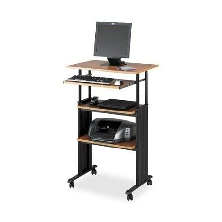 Adjustable Height Stand Up Office Desk in Medium Oak - Free Shipping