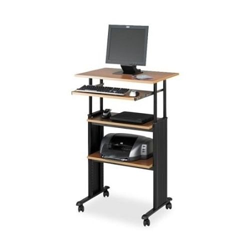 Adjustable Height Stand Up Office Desk in Medium Oak - Free Shipping