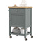 HOMCOM Kitchen Cart on Wheels, Rolling Kitchen Island Cart with Wood Top, Towel Rack, Drawer and Shelf for Dining Area, Grey