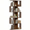 5-Tier Bookshelf, S Shaped Geometric Bookcase with 15 Compartments, Black Wood Grain