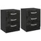 Bedside Table Set of 2, Modern Nightstand with Drawers and High Gloss Fronts, Night Table for Bedroom, Black