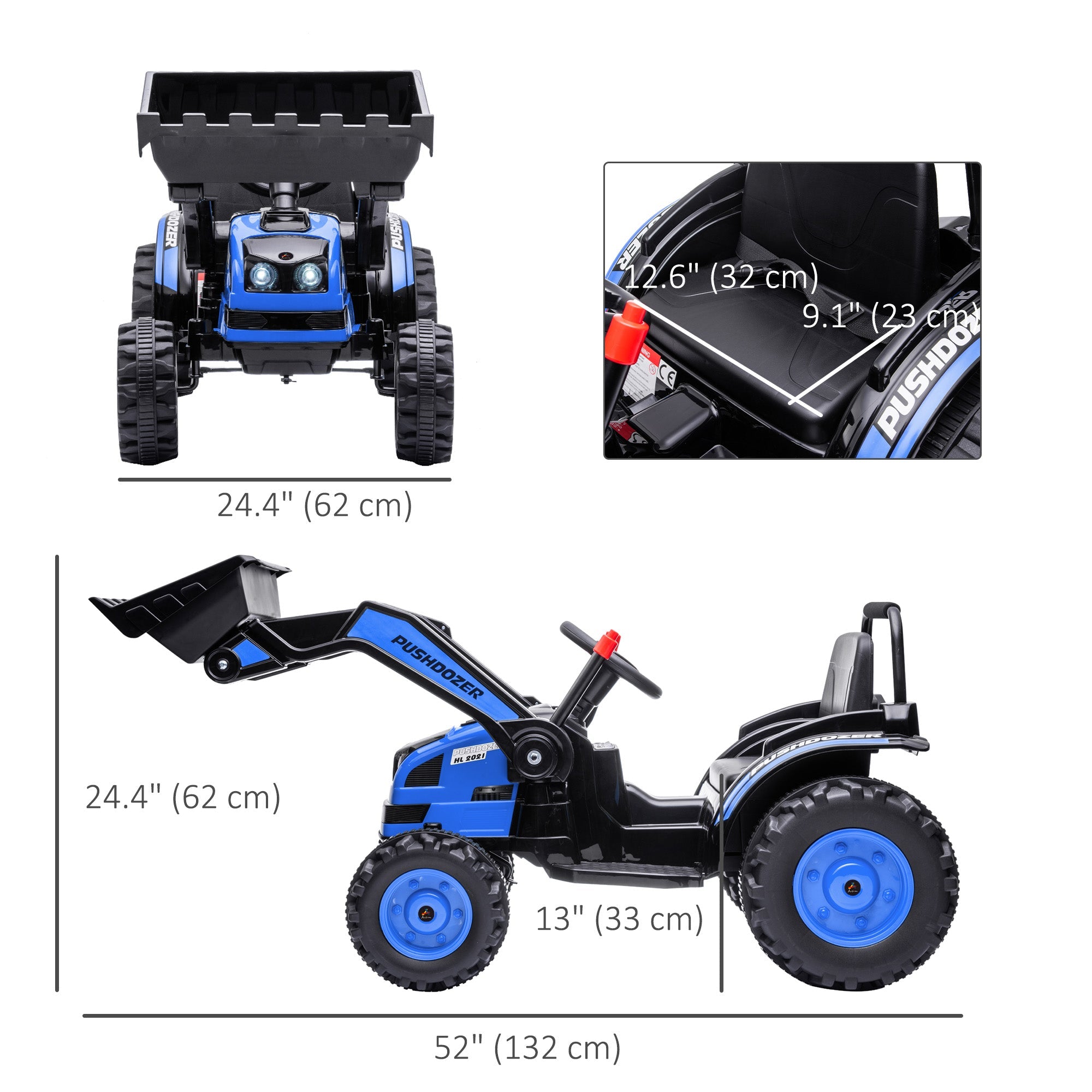 Aosom 6V Kids Digger Ride On Excavator Battery Powered Tractor with Music Headlight Dual-Motor Yellow 