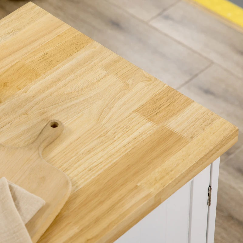 Rolling Kitchen Island with Storage, Utility Kitchen Island Cart with Drawer, Cabinets, Towel Rack and Rubber Wood Top
