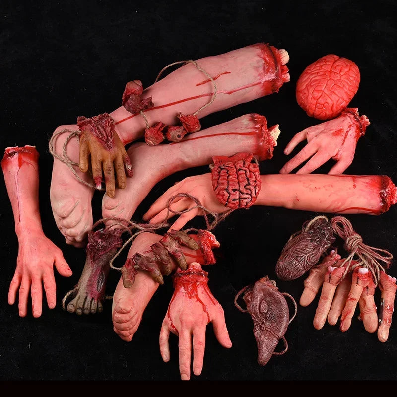 Halloween Horror Props Simulation Human Limbs Ornaments Hands and Feet Brain and Heart Haunted House Props Halloween Decoration