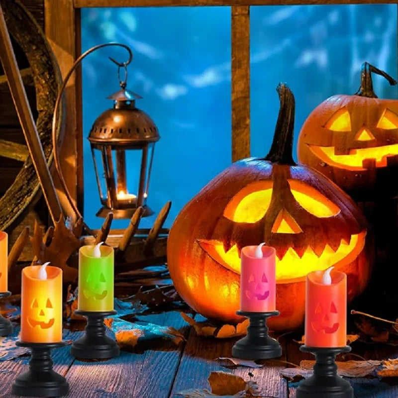 40PCS Halloween Led Pumpkin Candle Light Creative Candle Holder Night Light Atmosphere Decorative Props Small Ornaments