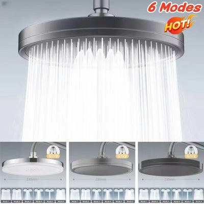 New 6 Modes Rainfall Shower Head Bathroom High Pressure Top Rain Showerheads 360° Rotation Top Spray Shower Faucet Accessories 