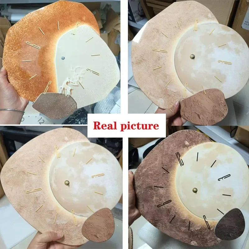 2024 New Cream Wind Living Room Home Dining Room Clock Hanging Wall Decoration Creative Silent Clock Wall Light 