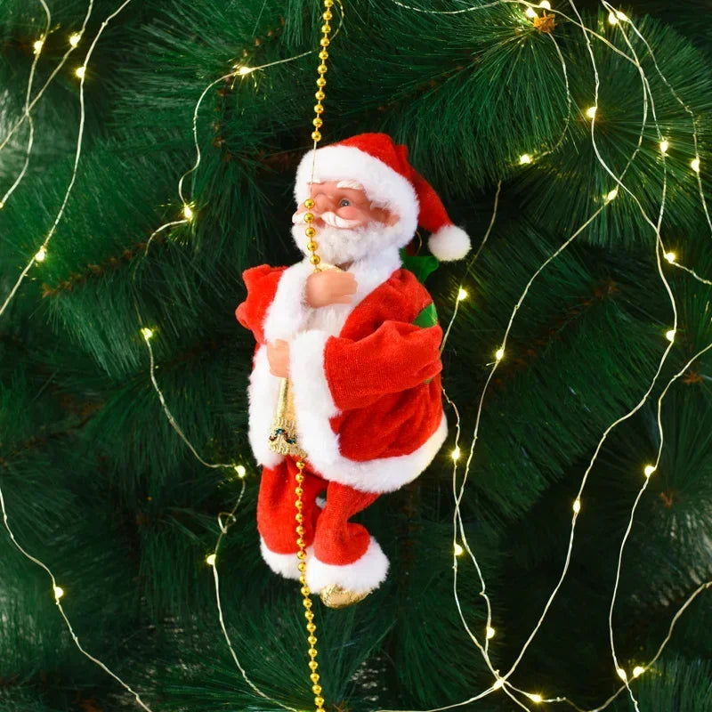 Christmas Decoration Electric Ladder Santa Claus Climbing Beads Santa Claus Children's Gift Mall Christmas Tree Decoration