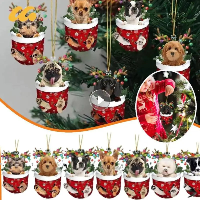 Cute Dog Christmas Tree Hanging Ornaments Dachshund Dog Shaped Pendants For Home Christmas Decorations Xmas 2024 New Year Gifts