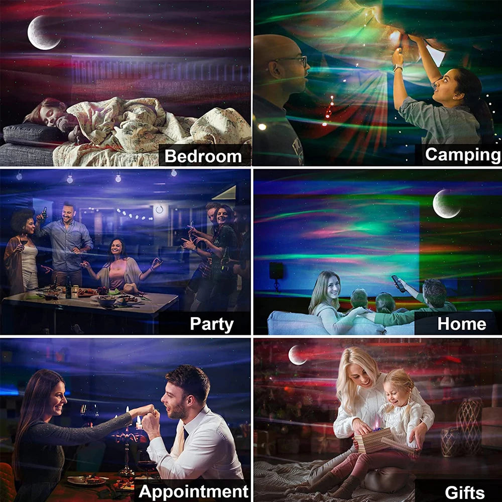 Aurora Star Light Projector with Moon – Galaxy Night Lights, Remote Control, Bluetooth Projection Lamp, Gift for Kids 