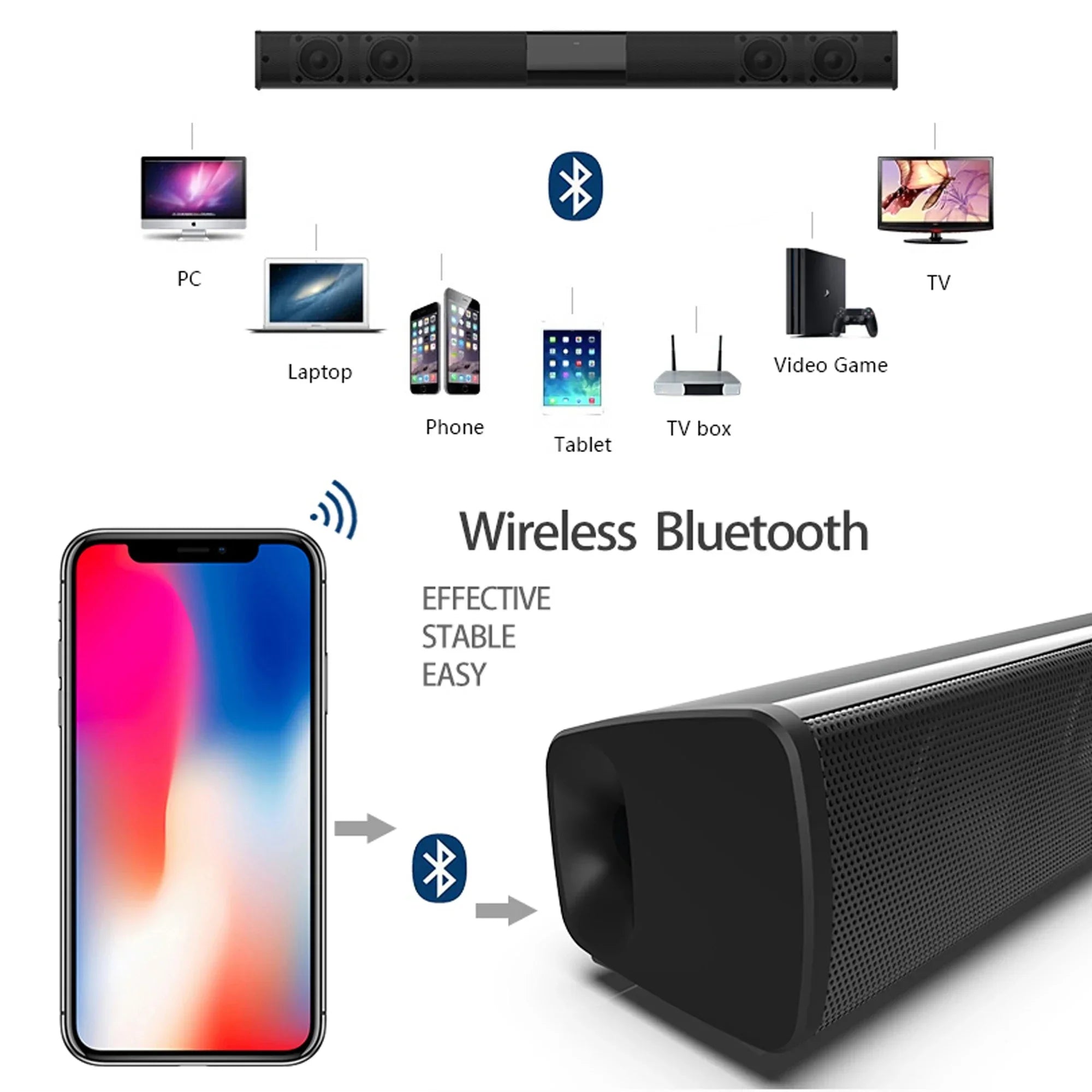 Home Theater Sound System - Bluetooth Speaker, Computer Speakers, TV Soundbar, Subwoofer, Radio Music Center, Boom Box Column 