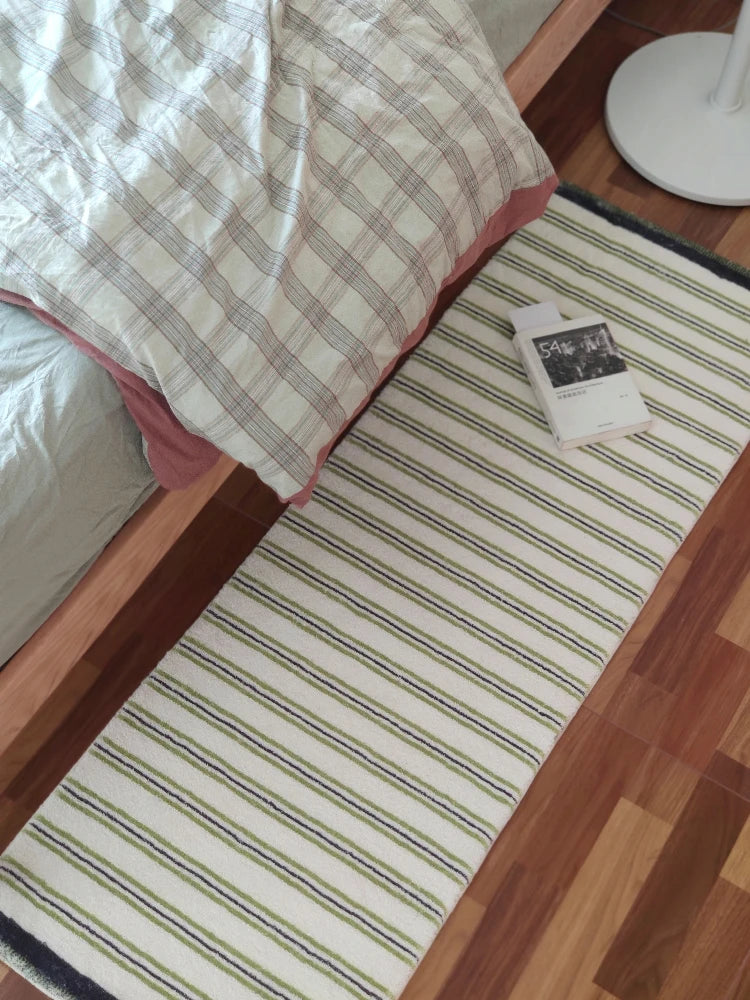 Minimalist Living Room Decorative Carpets Green Striped Bedroom Bedside Carpet Comfortable Coffee Table Rug Soft Balcony Rugs IG 