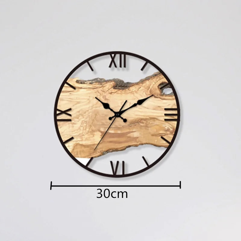 Acrylic Wood Grain Wall Clock – Silent, Minimalist Design, Home Hanging Clock for Living Room, Art Wall Watch, Home Decoration 