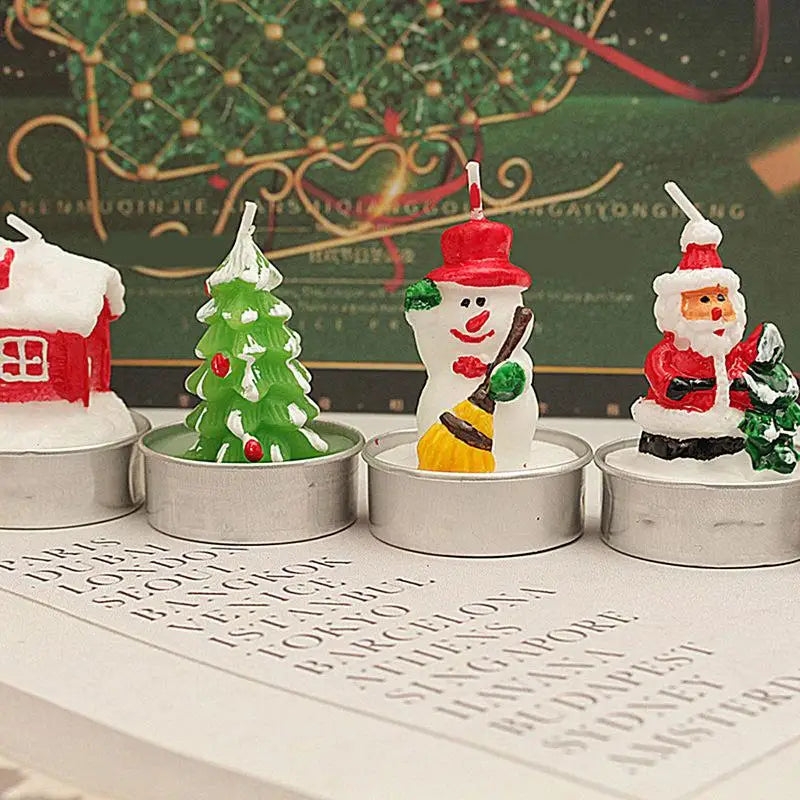 4PCS Christmas Candles Santa Claus Snowmen Tin Cans Scented Candle Christmas Decorations For Home Navidad New Year Gifts