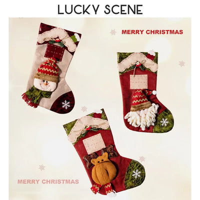 Large Size Christmas Stockings Candy Bag Pendant Large Stockings Christmas Decoration Gift Bag Snowman S01487 