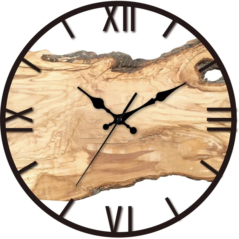 Acrylic Wood Grain Wall Clock – Silent, Minimalist Design, Home Hanging Clock for Living Room, Art Wall Watch, Home Decoration