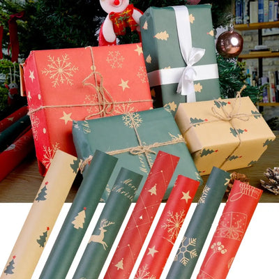 Christmas Gifts Wrapping Paper Snowflakes DIY Bag Kraft Paper Birthday Party Gift Card Holiday Packing Decoration Crafts Paper 