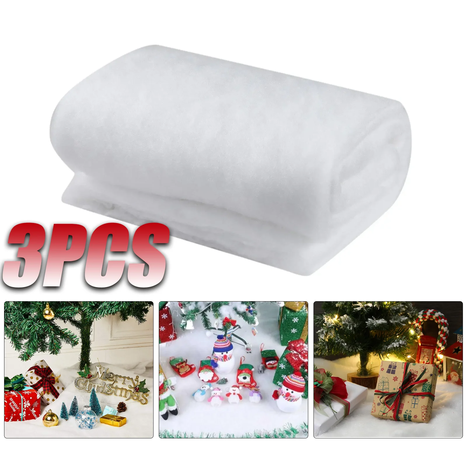 3PCS Christmas Simulation Snow Cotton Christmas snow arrangement decoration Thickened snow cotton artificial snow cover blanket