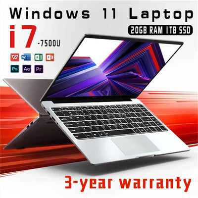 2024 New Style Laptop – Intel Core i7-7500U, 20GB RAM, 1TB SSD, 14.1" Display, 1920x1080 Resolution, Windows 11 