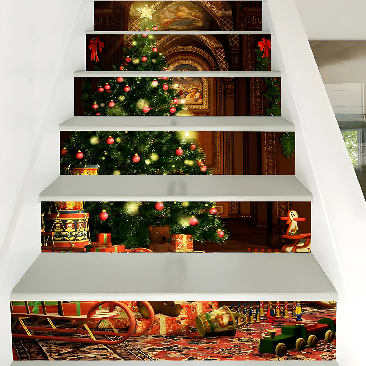 Christmas Stairway Stickers Merry Christmas Decorations For Home 2024 Xmas Ornament Navidad Noel Natal Gifts Happy New Year 2025 