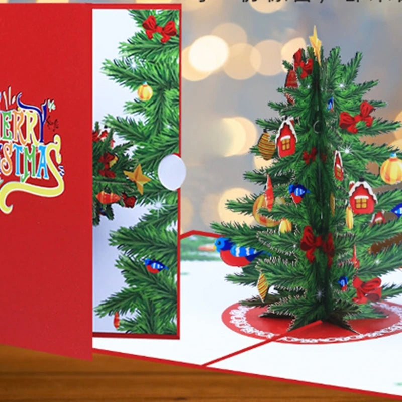 3D PopUp Christmas Tree Card Greeting Card Beautiful Craftsmanship for Holiday Celebration Festive Gift Cards