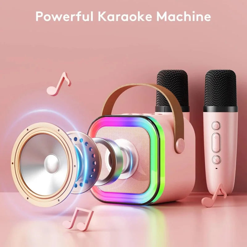 K12 Portable Karaoke Machine with Bluetooth, 5.3 PA System, Wireless Microphones, RGB Lights - Ideal for Home KTV and Kids' Gifts 