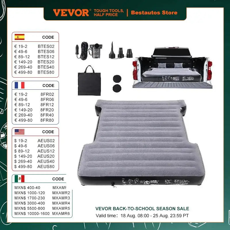 VEVOR Truck Bed Air Mattress for 5.5-5.8 ft Full Size Short Truck Beds Inflatable Air Mattress Camping Bed with for Silverado