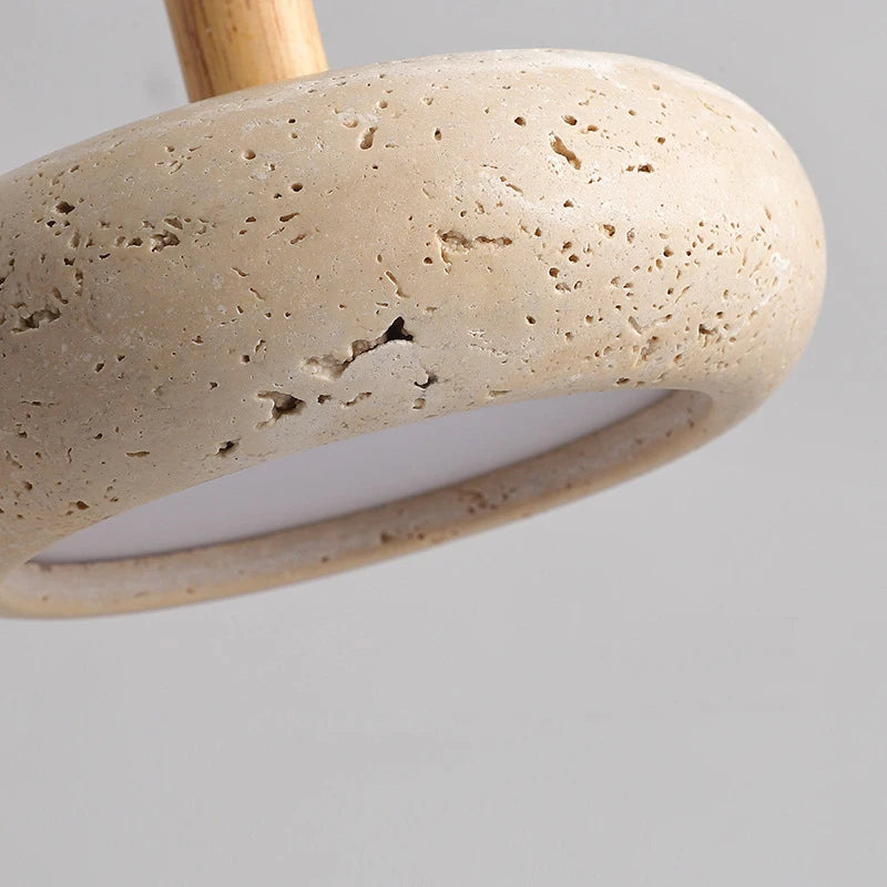 Japanese Style Stone Pendant Light - Travertine Suspension Ceiling Hanging Lamp for Kitchen Island & Living Room 