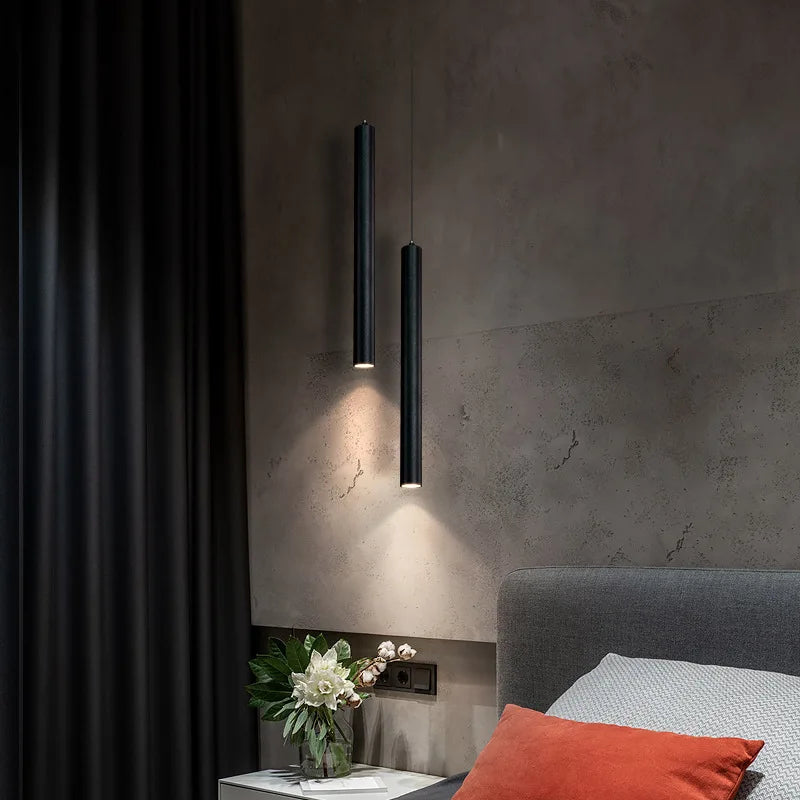 Modern Nordic LED Pendant Lamp - Double Head Hanging Light for Dining Room, 2m Pipe Decor Cylinder Chandelier 