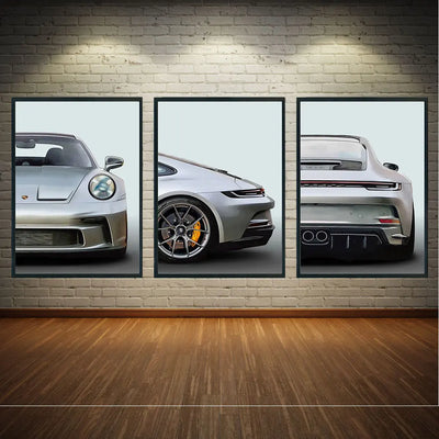 911 GT3 SuperCar Set of 3 Posters – Canvas Paintings, Sport Prints, Wall Art for Living Room, Frameless 