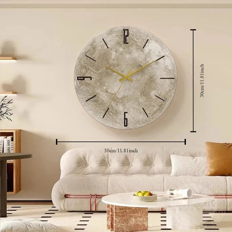 2024 New Sandstone Creative Moon Clock – Silent Wall Clock, Living Room TV Background Wall Decoration, Bedroom Atmosphere Light