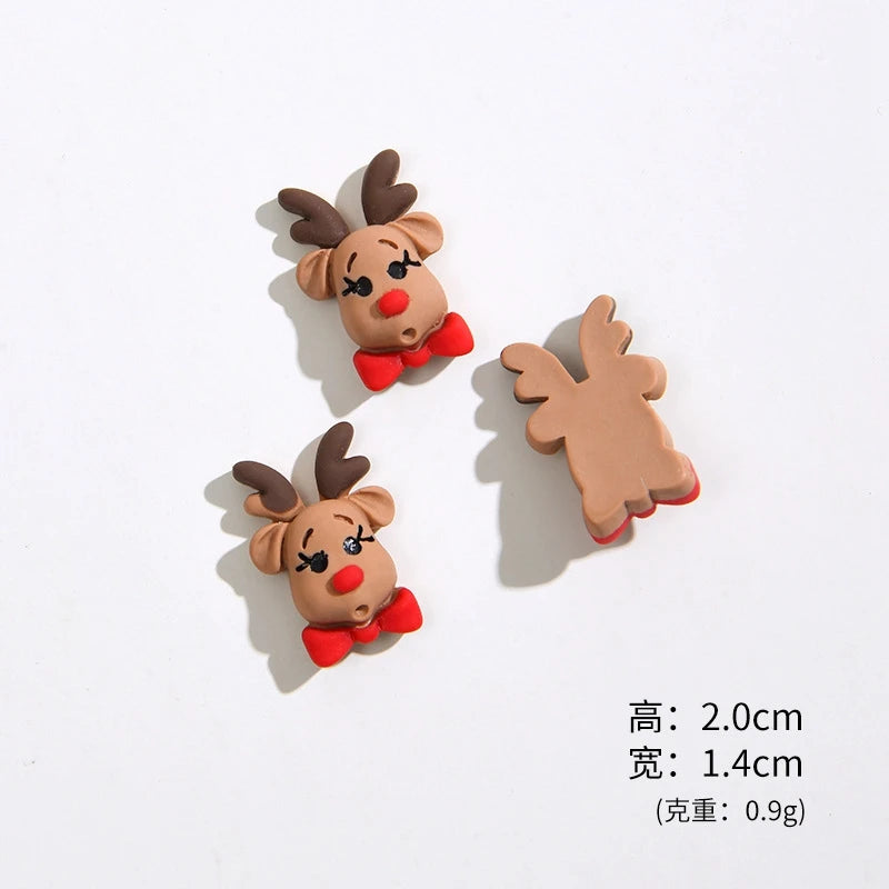 20Pcs New Cute Mini Cartoon Christmas Series Resin Figurine Crafts Flatback Cabochon Ornament Jewelry Making Hairwear Accessorie