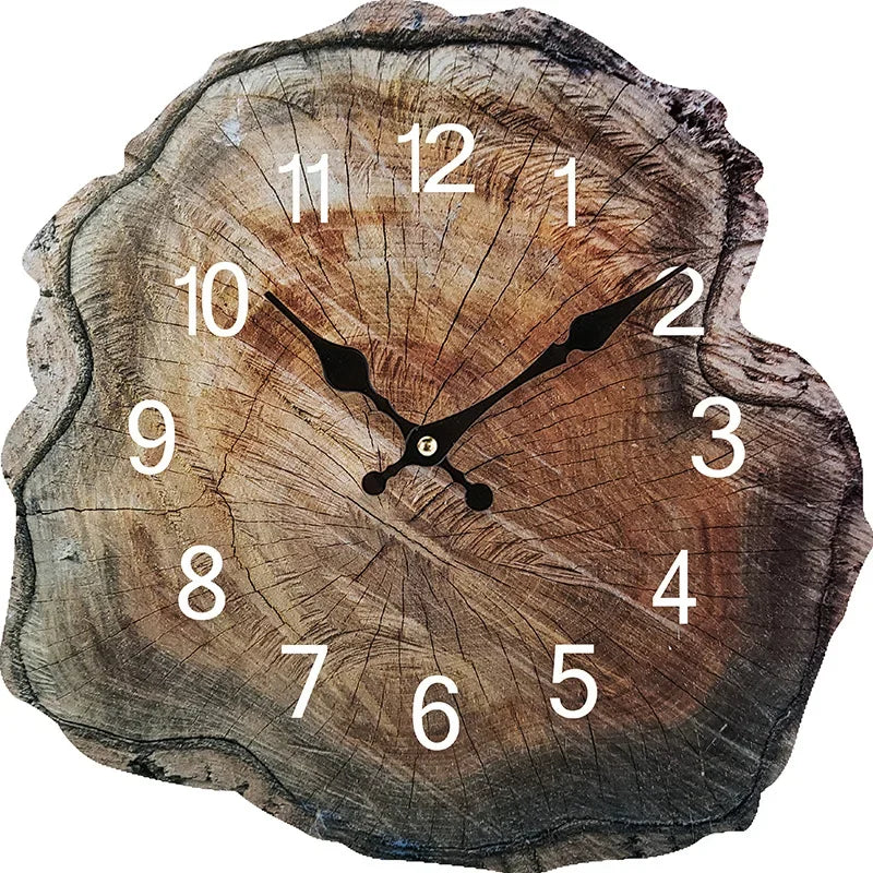 12-Inch Ring Wall Clock – Acrylic with Old Wood Grain, Silent Mechanism, Simple Creative Design for Living Room & Corridor