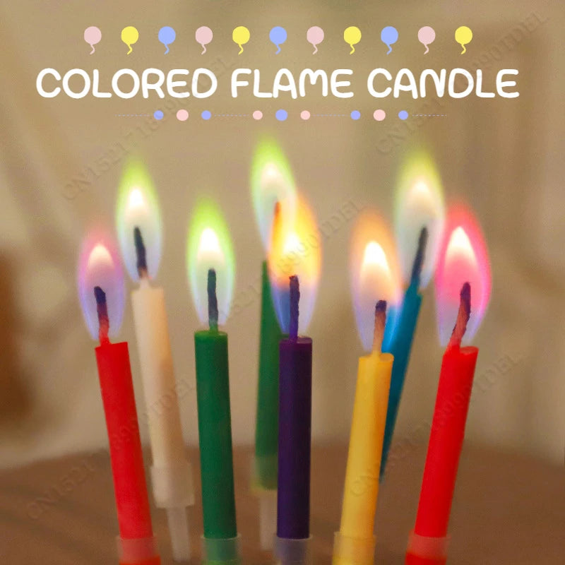 5-12PCS Multicolour Flame Candles Colorful Wedding Party Birthday Cake Candles Decoration Party Supplies