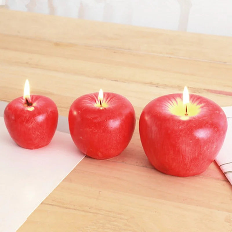 Home Red Apple Shape Modeling Techniques Scented Candles Apple Decorations Birthday Christmas Party Fruit Candles Decoration