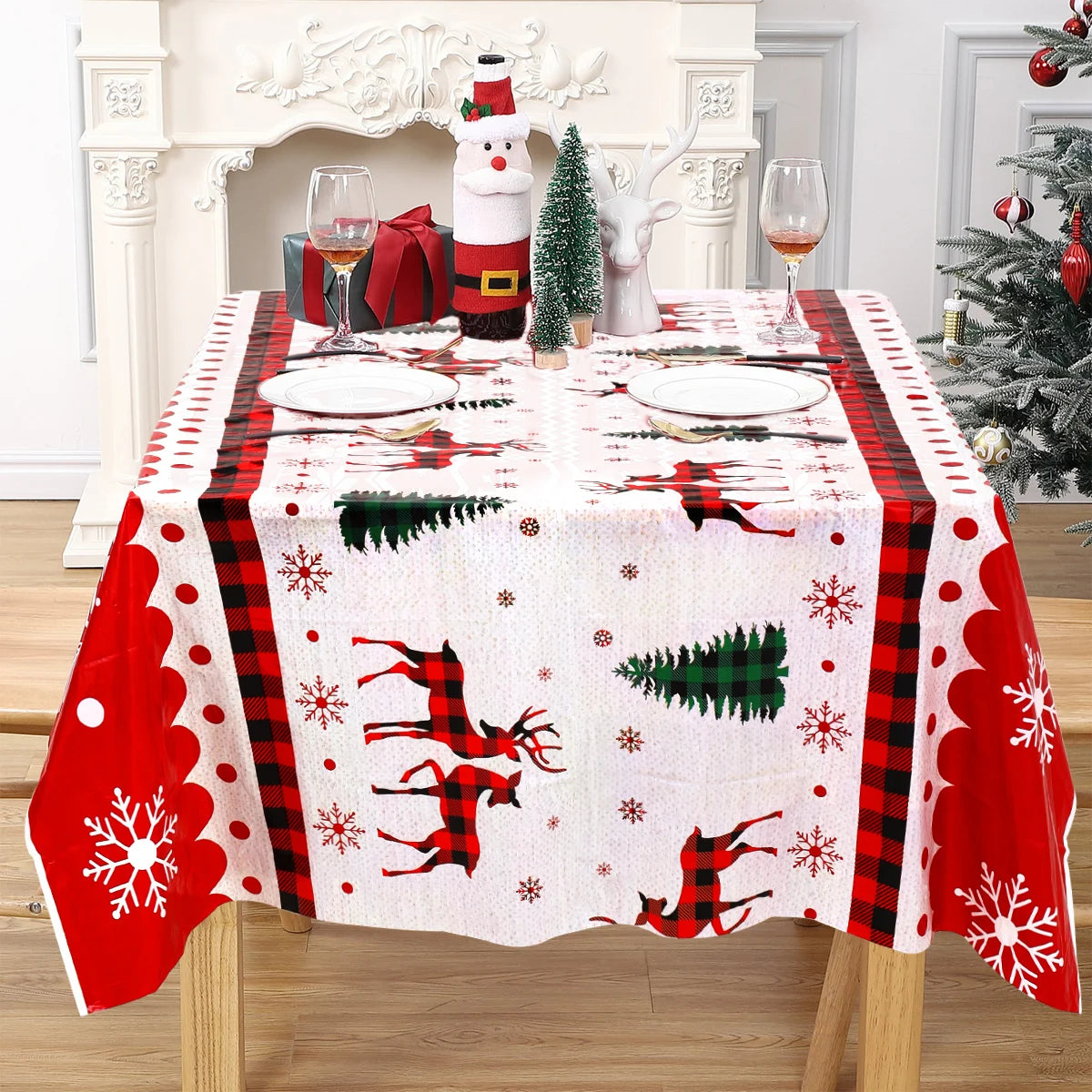 Christmas Tablecloth Merry Christmas Decorations For Home 2023 Xmas Table Flag Cover Navidad Noel Table cloth New year 2024 Gift