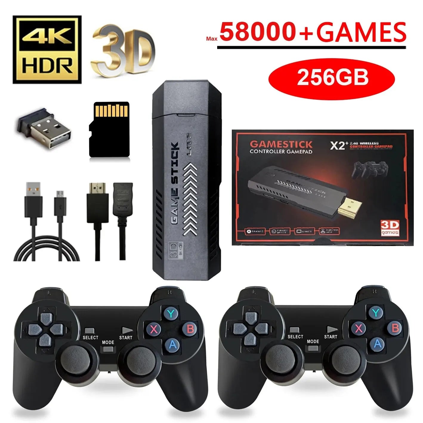 X2 Plus 256GB Game Console – GD10 Pro 4K Player with 50 Retro Games, 3D HD, Wireless Controller, TV Emulator, Ideal for Kids' Gifts