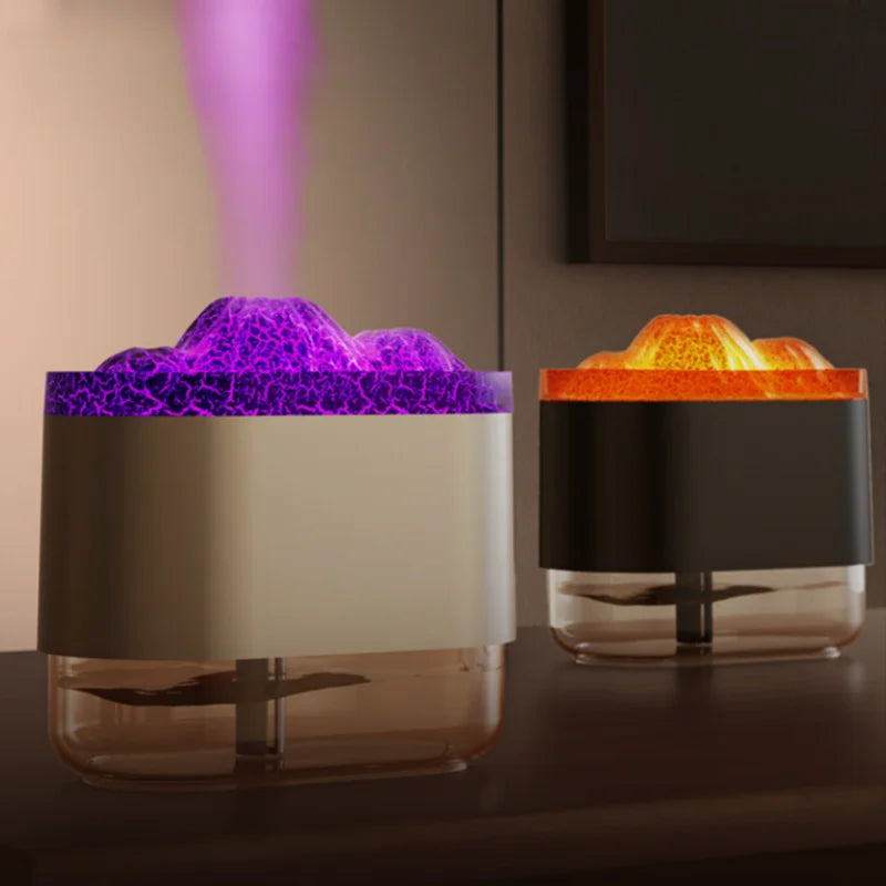 USB Volcano Air Humidifier & Aromatherapy Diffuser – 300ML Ultrasonic Mist Maker with Ambient Light, Quiet Sprayer for Bedroom and Office