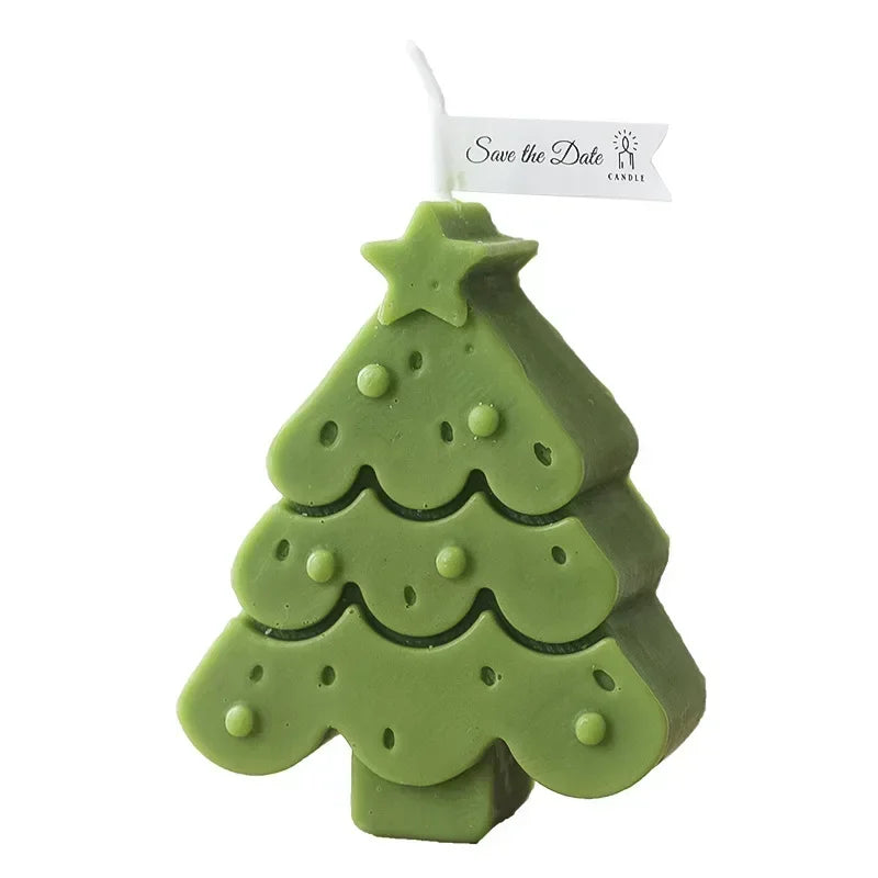 Ins Macaron Candle Handmade Christmas Tree Snowflake   Creative Xmas Bean Wax Aromatherapy Scene Party Decoration 