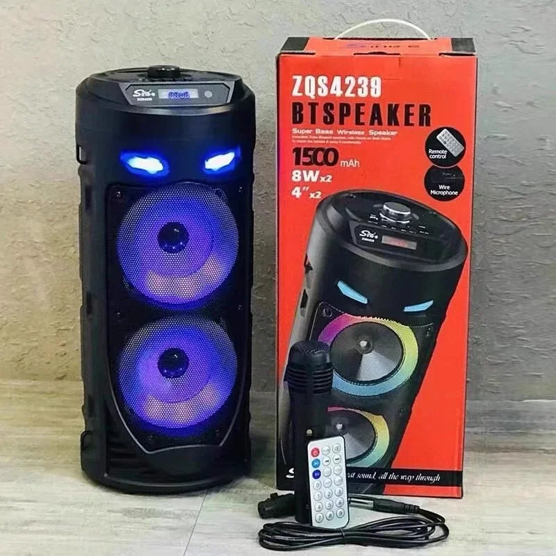 Multi-function Wireless Outdoor Subwoofer Bluetooth Speaker - Colorful Lighting, Mobile KTV, U-Disk Audio