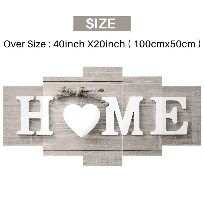 5-Piece Set Wall Paintings – Home Letter Prints, Photo Art, Without Frame 