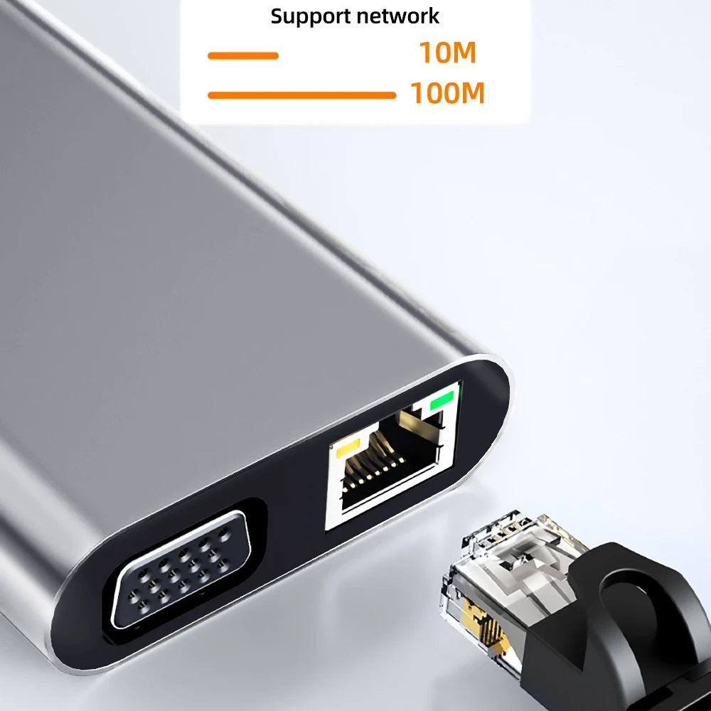 USB C HUB 11-in-1 Type C to HDMI Adapter – 4K 30Hz, USB 3.0, PD 87W Splitter for MacBook Pro Air