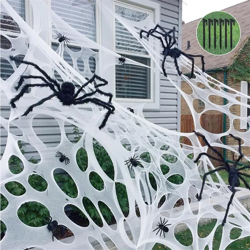 1X4m 2x4m Halloween Spider Web Horror Decoration Fabric Spider Web Halloween Spider Web Horror Decoration Fabric Spider Web