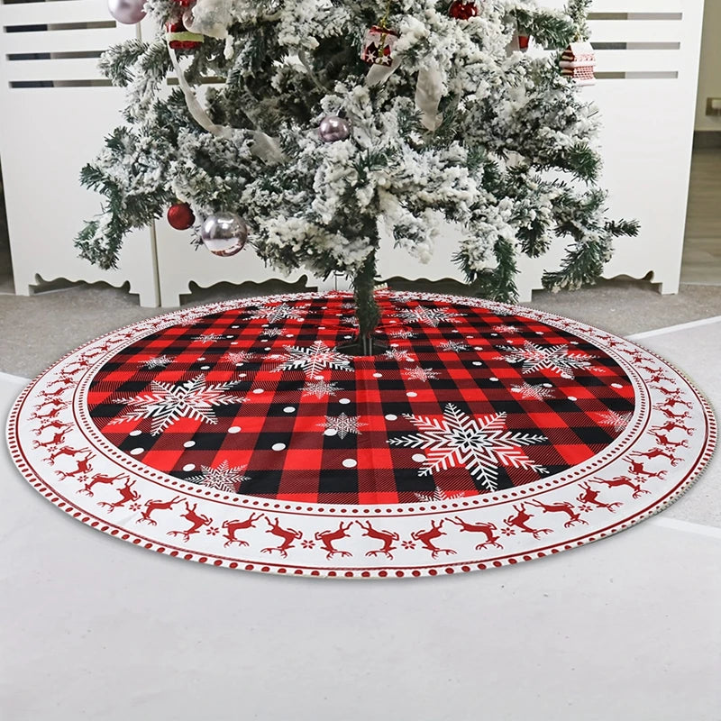 90cm Christmas Tree Skirt Snowflake Mat for Home Decor Christmas Tree Decoration Navidad 2023 Noel Apron Ornament New Year Decor