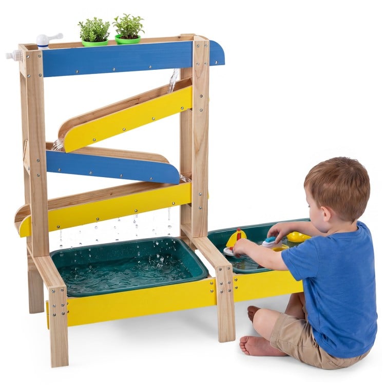 Sand and Water Table for Toddlers with 2 Water Basins