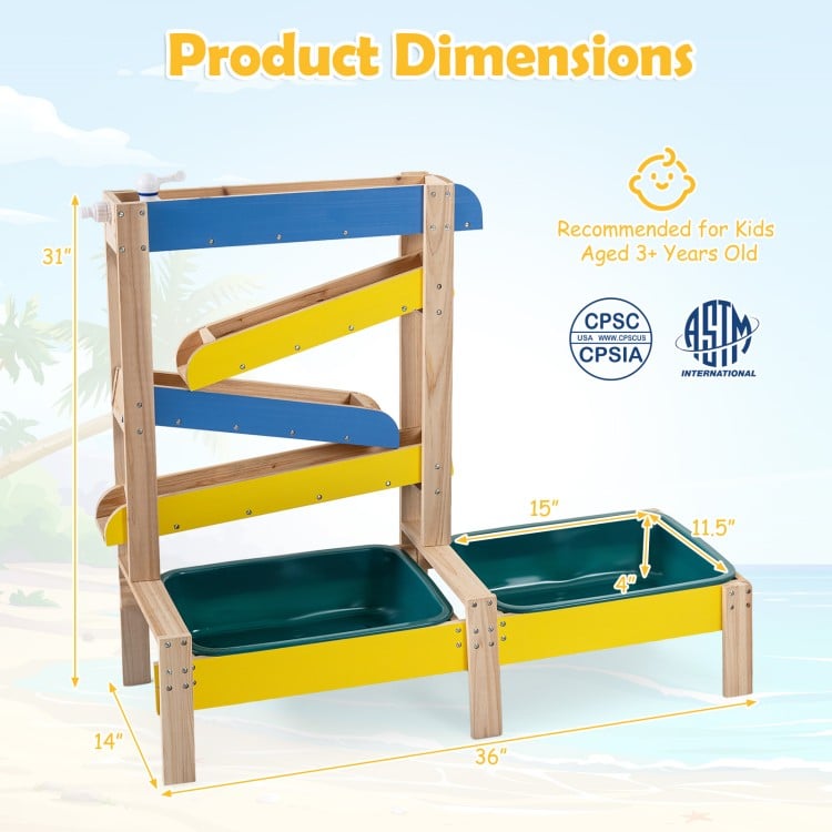 Sand and Water Table for Toddlers with 2 Water Basins